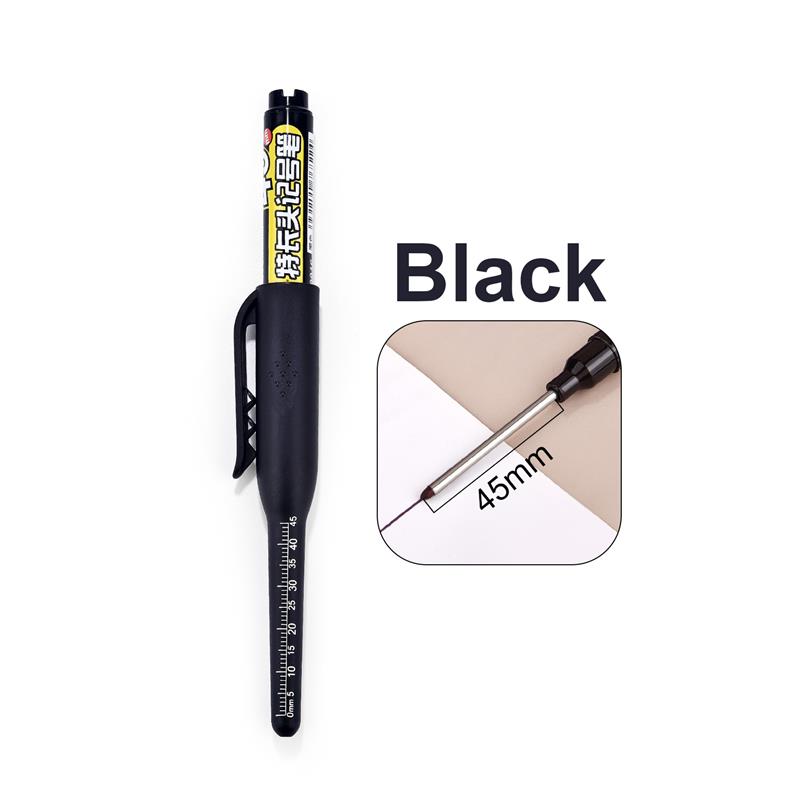 Rotuladores de Agujero profundo a prueba de agua de 45mm, bolígrafo de carpintero con cabeza de punta larga, tinta negra/azul/roja para herramientas manuales multiusos para carpintería: Mezcla de color