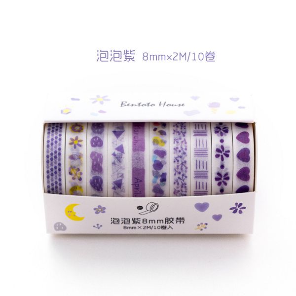 10 Pcs Washi Tape Masking Tape Set Grid Stickers Scrapbooking Cinta Adhesiva Decorativa Washitape Kawaii Wasi Tape De Decoracion: Purple