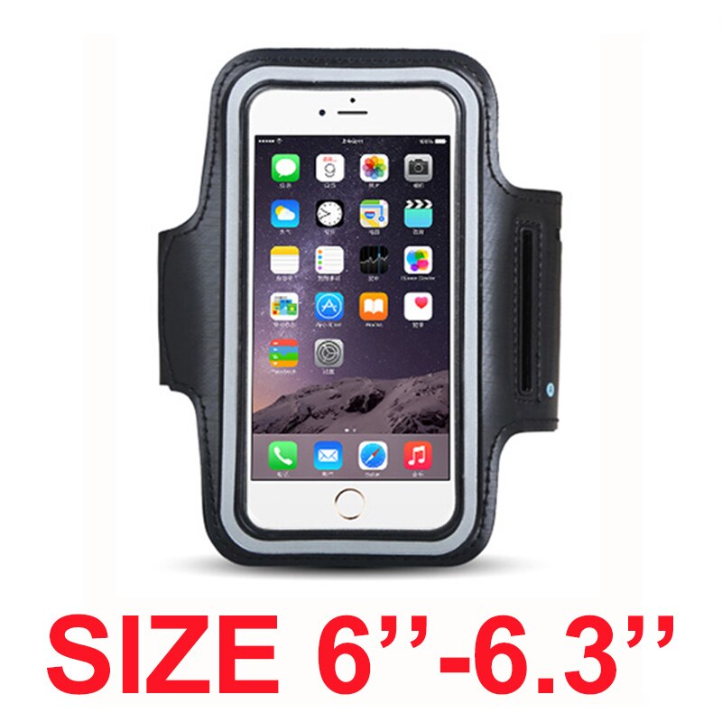 Armbånd til størrelse 4 '' 4.5 '' 4.7 '' 5 '' 5.5 '' 6 '' tommer sports mobiltelefon holder etui til iphone huawei samsung xiaomi telefon på hånden: Størrelse 6--6.3 ( sort)