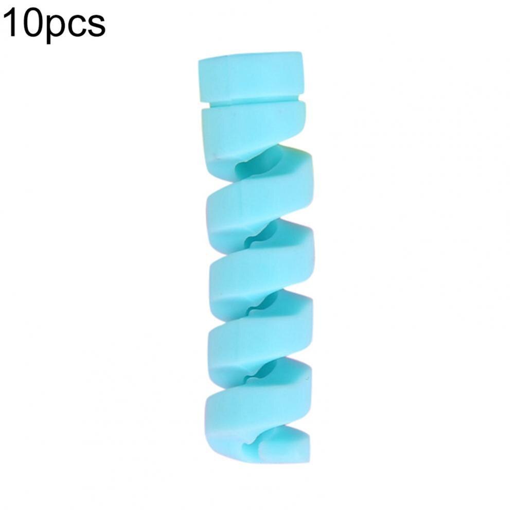 Protector de Cable para cargador, Protector ligero de silicona con en espiral, 10 piezas para línea de carga, Cable Universal suave para línea de carga: Azul