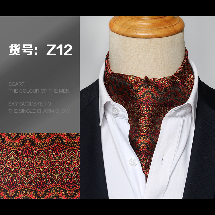 Hommes Vintage Polka Dot Wedding Formal Craings.com Ascot Scrunch Self Style, Gentleman Polyester, InjPaisley Neck, fraîchement: Argent