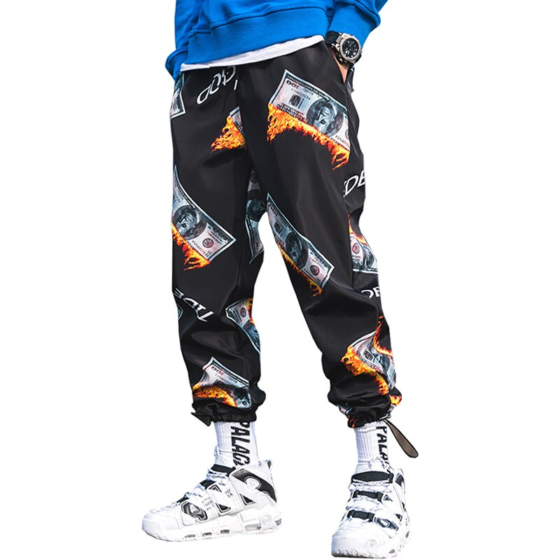 Streetwear joggers mænd hip hop ankellange bukser mænd casual print joggingbukser herre haremsbukser