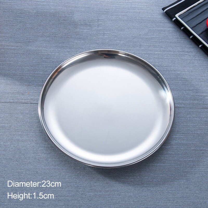 Stainless Steel Food Tray Storage Dishes Luxurious Brass Round Plate Fruit Cake Steak Snack Kitchen Metal Storage Plate Golden: B4 23cm