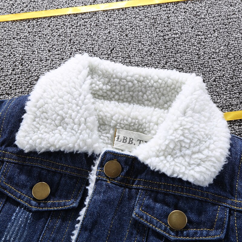 Jongens Denim Jassen Winter Kids Dik Fluwelen Bovenkleding Voor Baby Jongens Kinderen Warme Jassen Kleding Jongens Doorout Outfits