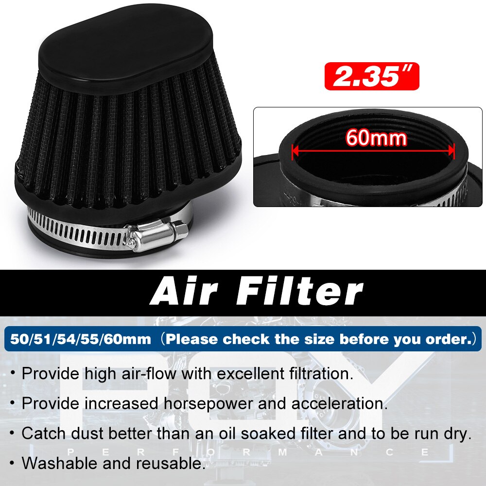 LZONE-filtre à Air moto 60mm 55mm 51mm universel pour voiture à moteur Minibike entrée d'air froid haut débit cône filtre JR-AIT32
