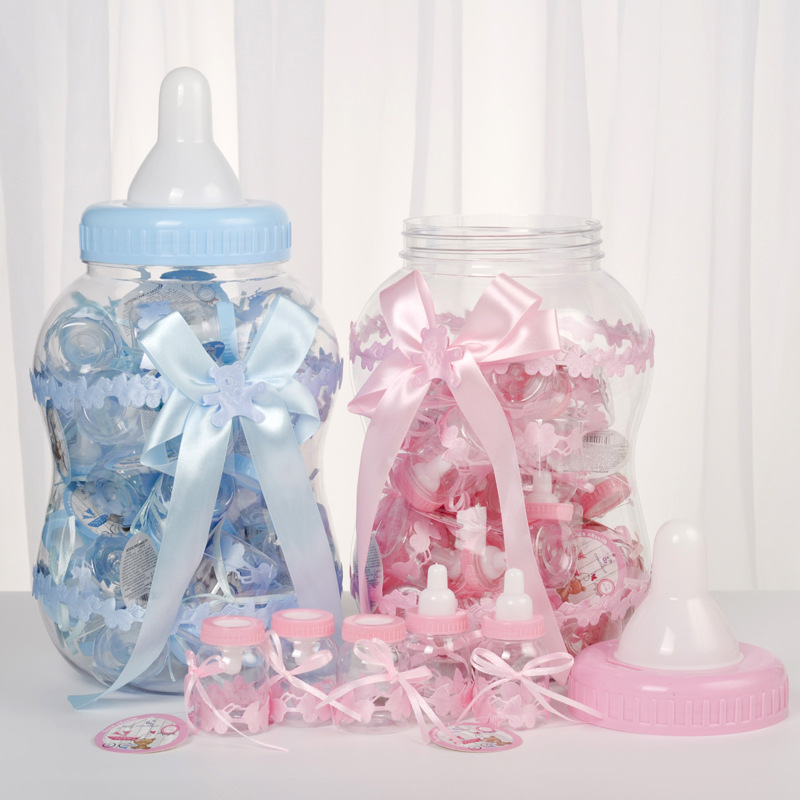 Caja de de plástico para bebé niña y niño, caja de dragado de dulces para de nacimiento, botella de alimentación para bebé, decoraciones para de cumpleaños y boda
