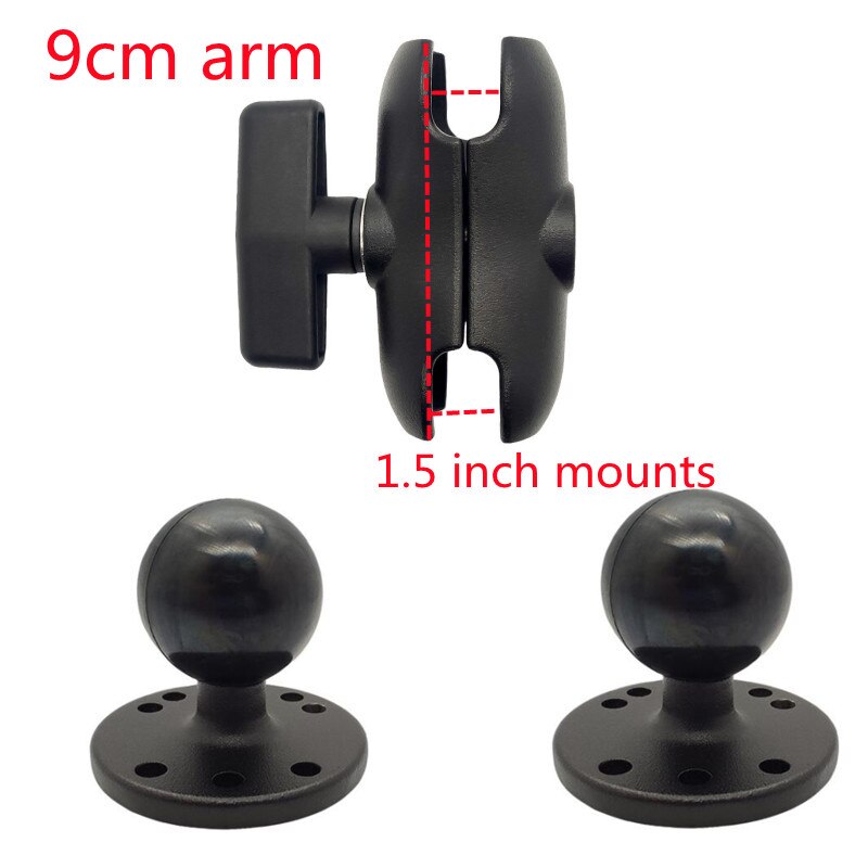 Jadkinsta 1.5 inch Ballhead Combo Mounting Holder Double Socket Arm Round Base for Garmin for TomTom GPS Photo Equipment: 90mm arm 3in1 kit