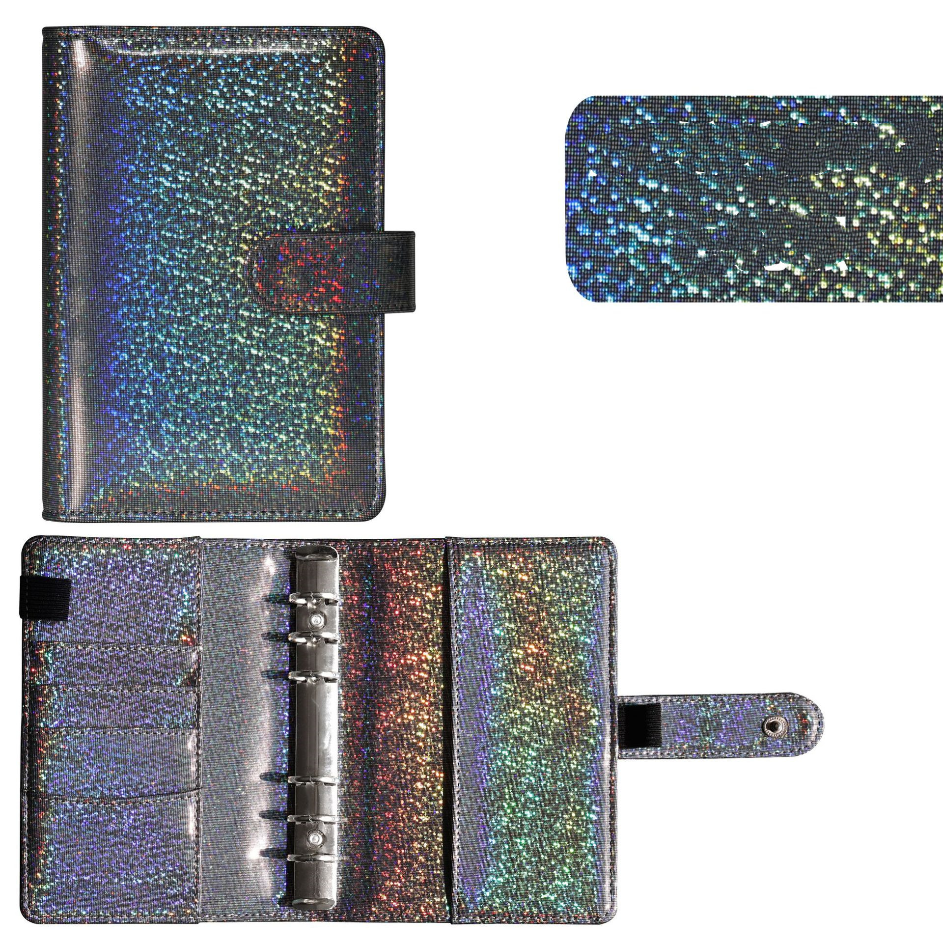 2025 nowy brokat PU skóra DIY segregator okładka notesu pamiętnik porządek obrad planista okładka papierowa szkoła papiernicze: BIAŁY