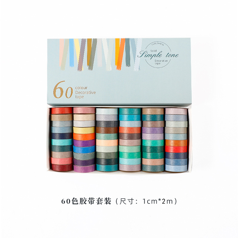 100 Colors/set 10mm Washi Masking Tape Set Colourful Rainbow Tape for DIY Crafts Journals Planners Scrapbooking: 60 Rolls 1cmx2m