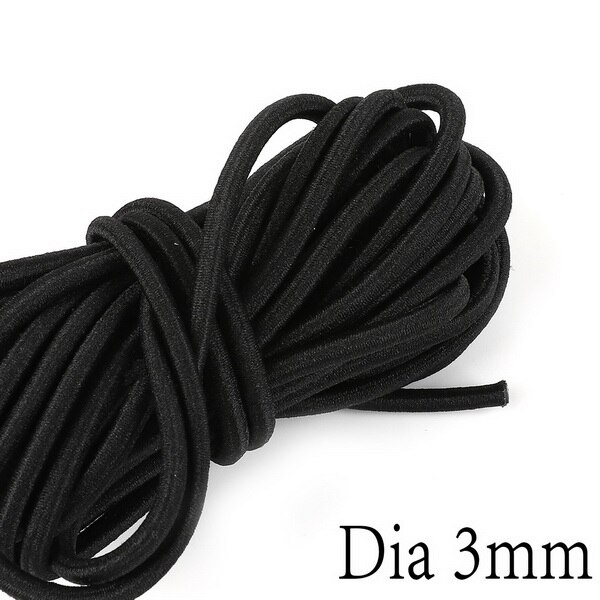 1mm/1.5mm/2mm/2.5mm/3mm/4mm/5mm hoogwaardige 2 meters Ronde Elastische Band Elastisch Touw Zwart Rubberen Band DIY Naaien Accessoires: 3mm Black