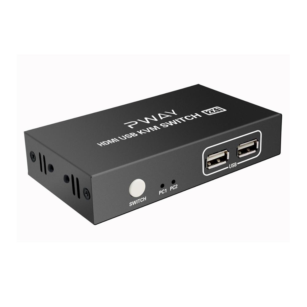 PWAY-interruptor USB KVM 4k HD 2,0 para Xiaomi Mi Box, teclado, ratón, impresora, Monitor, 2 uds., para compartir 3 dispositivos