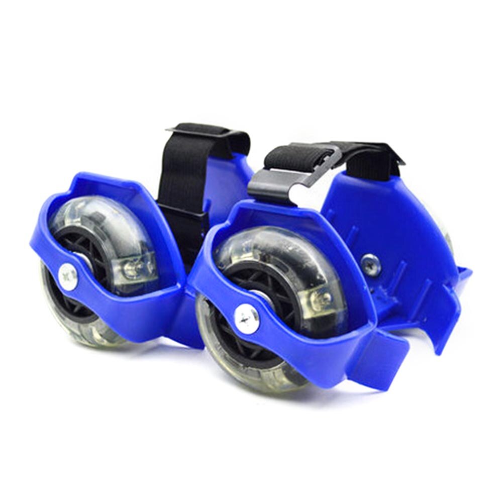 1 Pair Kids Adjustable Elastic Accessories Wheel Whirlwind Friction Flashing Roller Wear Resistant PVC 3 Colors Skating Shoes: Blue