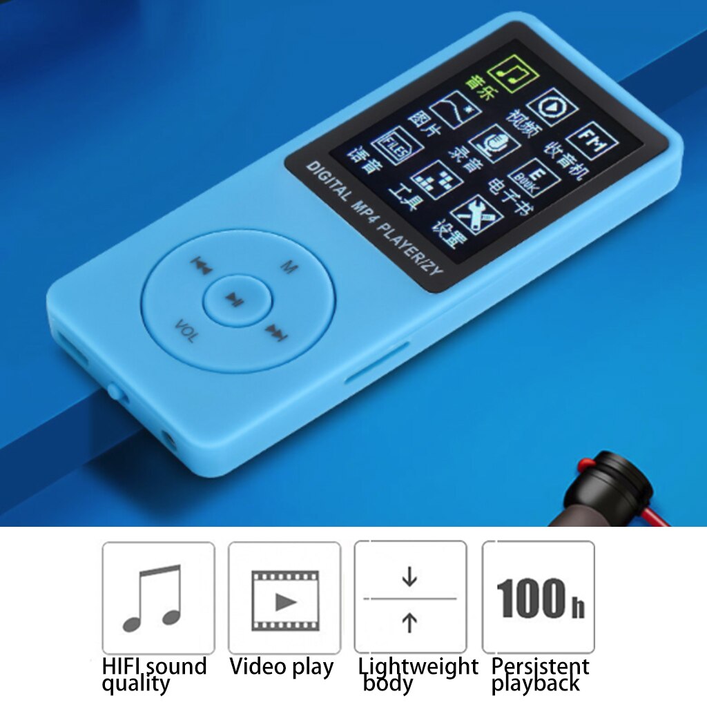 Bærbar  mp3 mp4 -afspiller 1.8 tommer lcd-skærm fm-radio video indbygget mikrofon, high fidelity optagelse usb 2.0 højhastighedstransmission