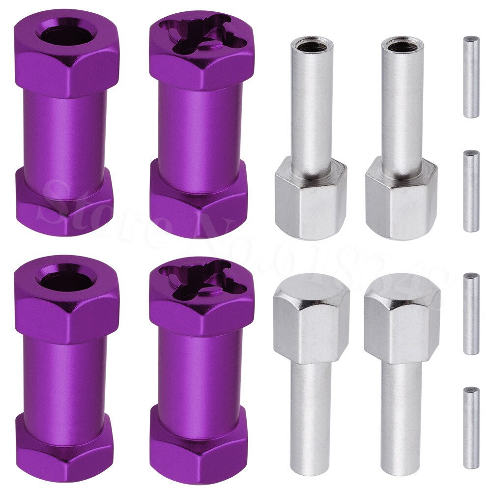 4pcs Aluminum RC Car 15/20/25mm Extension 12mm Hex Wheel Hub Drive Adaptor Combiner Coupler for 1/10 RC Crawler Axial SCX10 D90
