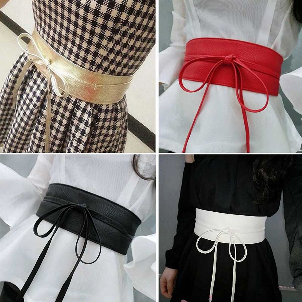 Faux cinturones de cuero mujeres corsé con correa cinturones de encaje hasta Bowknot Wrap Around cinturón para vestido accesorios de decoración