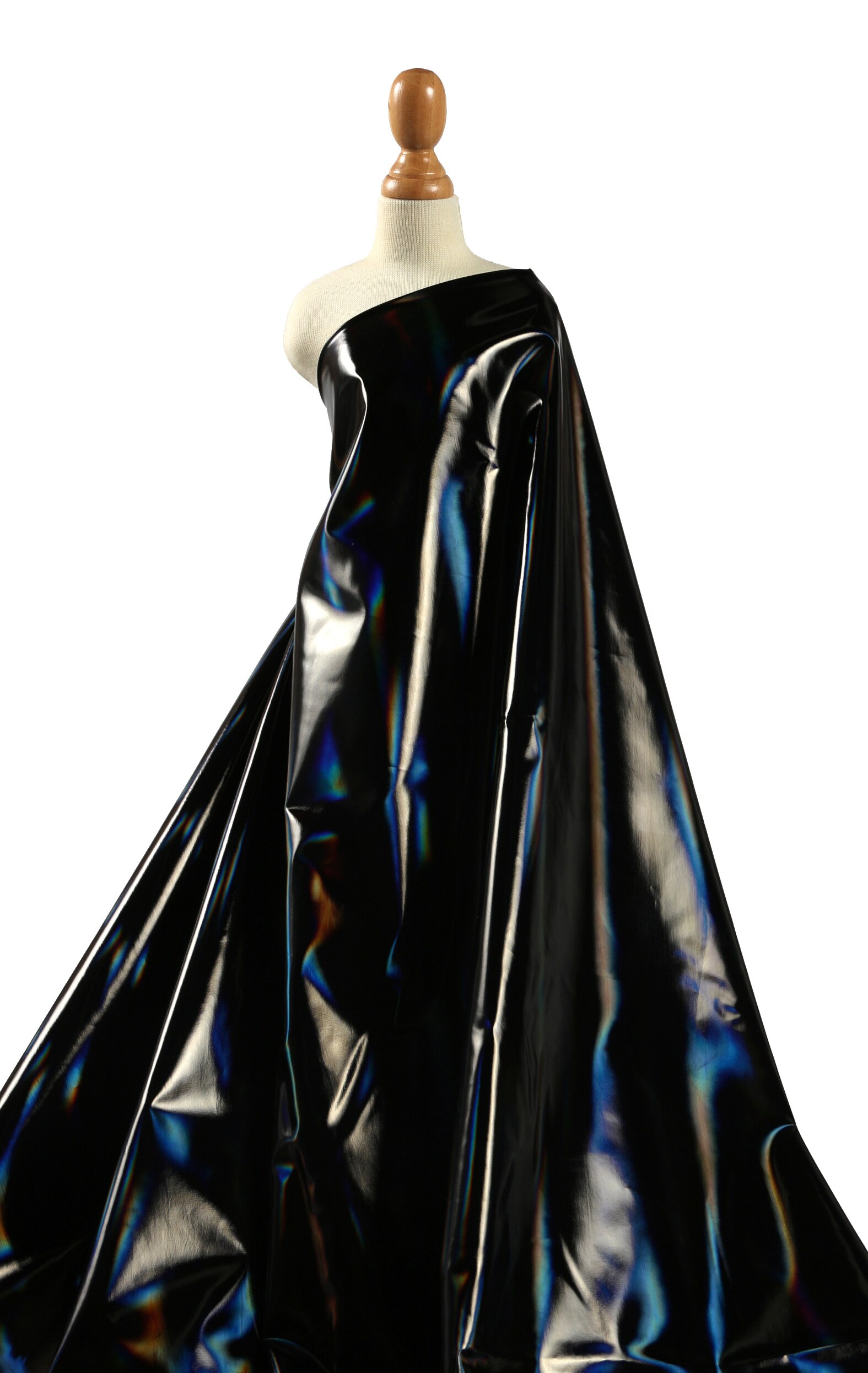 Su Fuer-Película de arco iris pu, espejo mágico negro, ropa reflectante, impermeable, chaqueta de cuero, tela 20-5