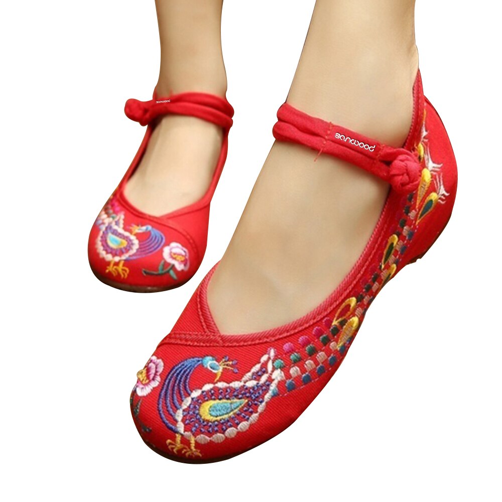 Neue Neue frauen Chinesische Alte Peking Stil Phönix Blume Bestickt Maria Jane Flache Schuhe: verrotten / 8,5