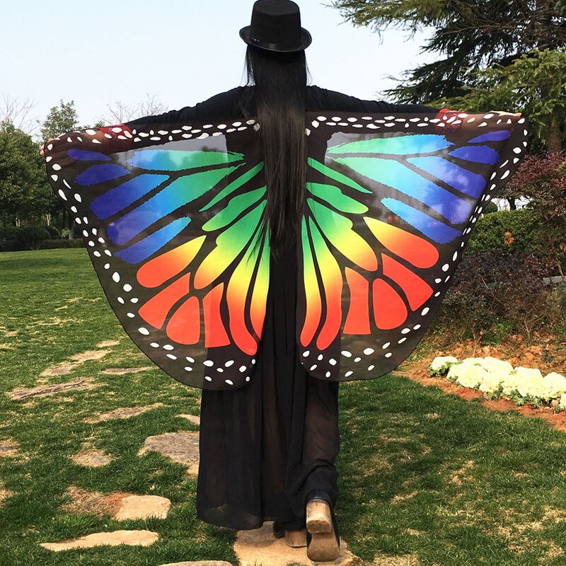 Alas de mariposa de tela suave de varios estilos para mujer, vestido de hadas, envoltura de playa, accesorio de disfraz: A
