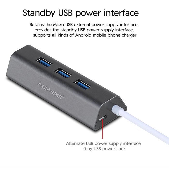 Acasis High-Speed Usb Distributeur 3 Hubs Een Trailer Drie Usb Extensions Hub Aluminium Body Ondersteuning Headset Micropho