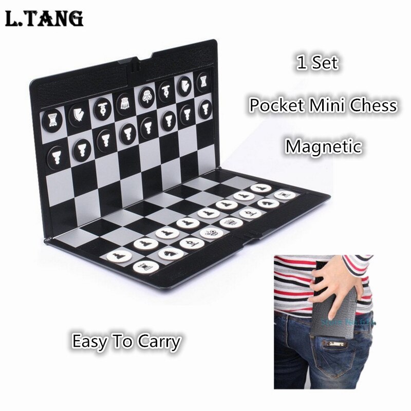 Pocket Schaken Magnetische Draagbare Mini Checkers Set Reiziger Vliegtuig Te Dragen Familie Game L347