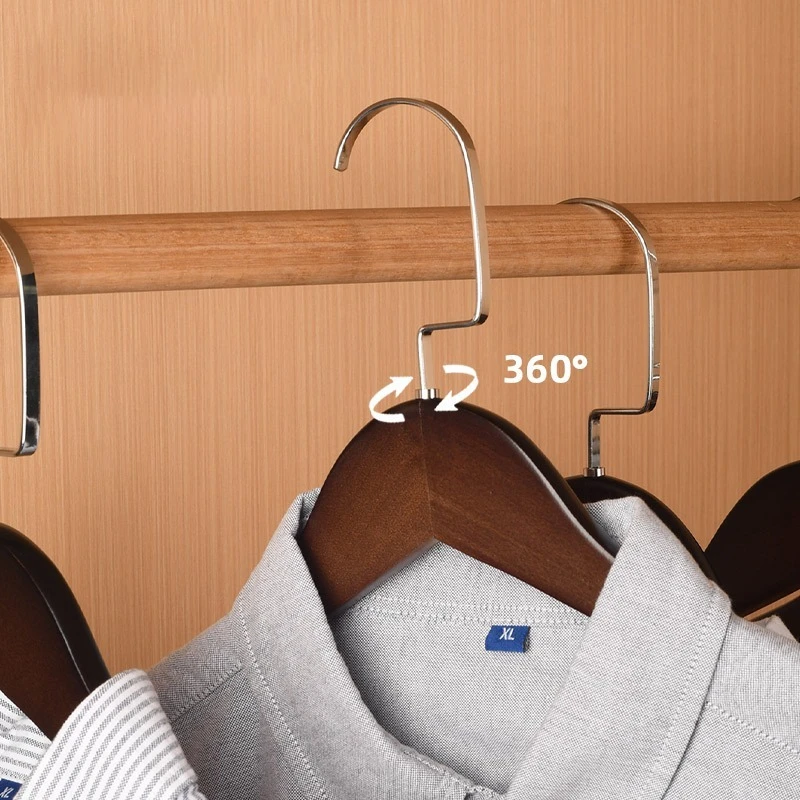 10 Stück Premium-Kleiderbügel aus Holz, langlebig, schwere Kleidungsaufbewahrung, rutschfester Kleiderbügel – Schulterkerbe 360 ° Drehbare Haken