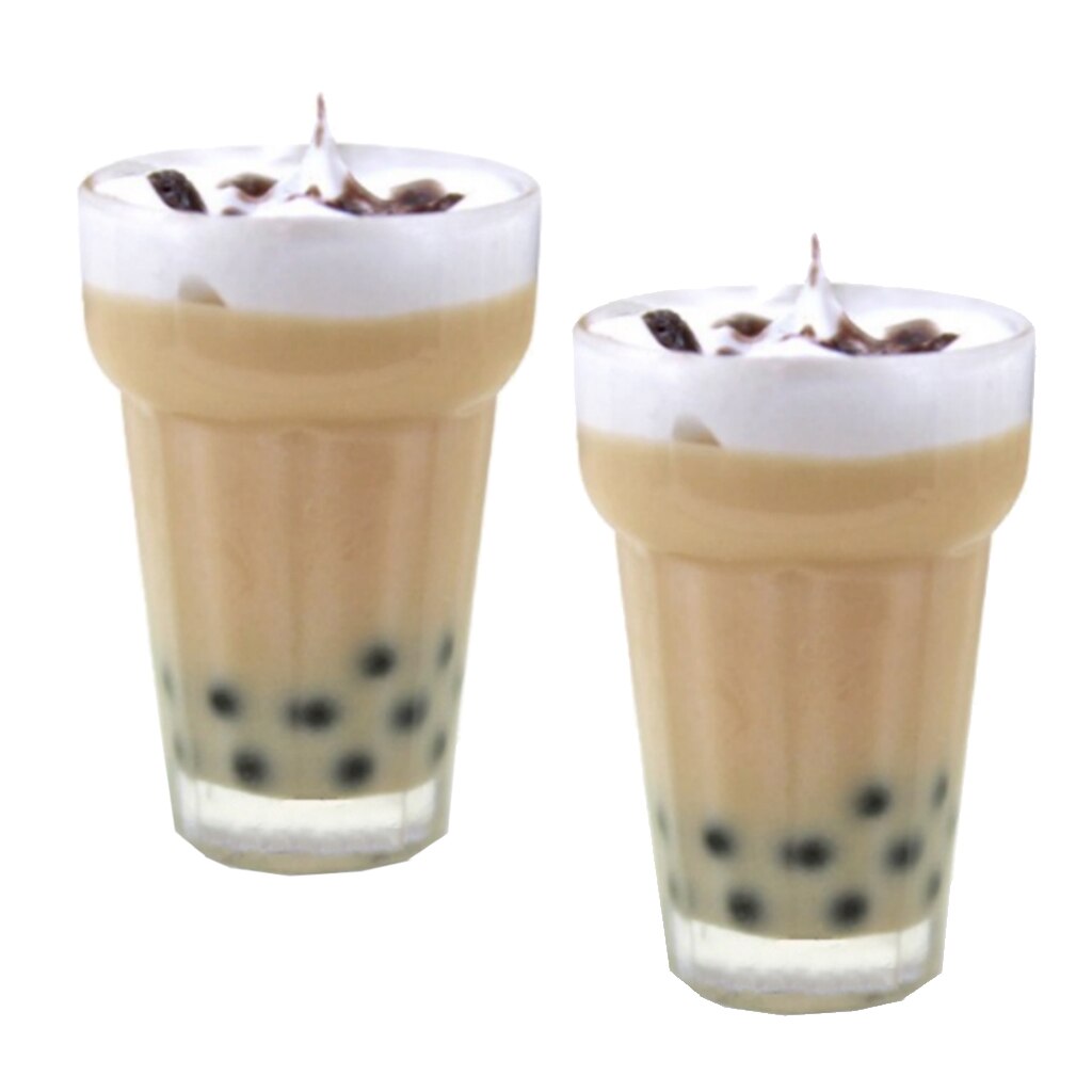 2 Pcs 1:12 Dollhouse Miniatuur Milkshake Parel Melk Thee Accessoires Model Speelgoed