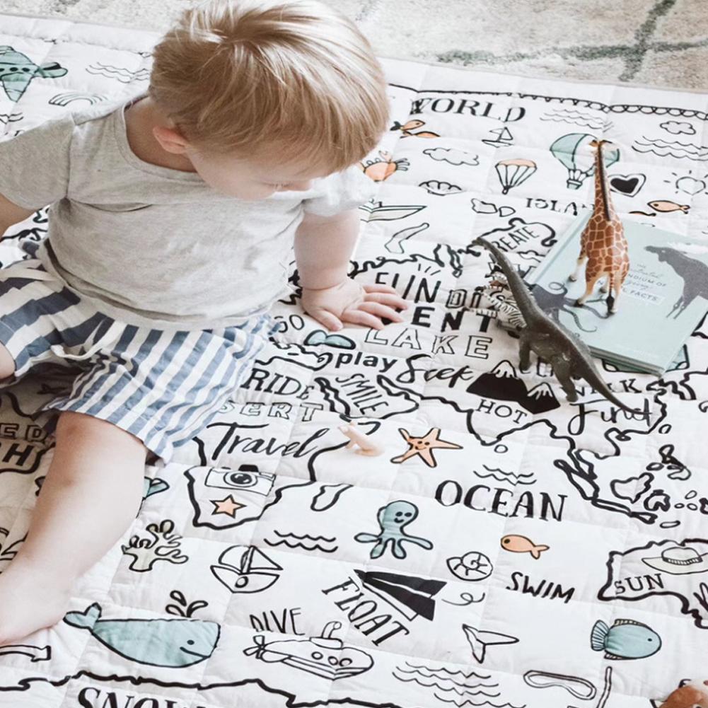 Alfombra para gatear para bebé, alfombra para gatear con viñetas de animales de la tierra, decoración para dormitorio de niños, sala de estar alfombras para, alfombra de juego para educación temprana