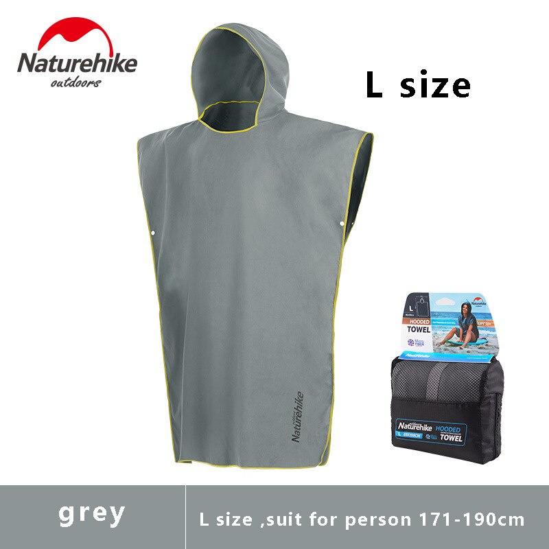 Naturehike Outdoor Strand Veranderende Gewaad Badhanddoek Volwassen Hooded Strandlaken Poncho Badjas Handdoeken Vrouwen Man Badjas: L size grey