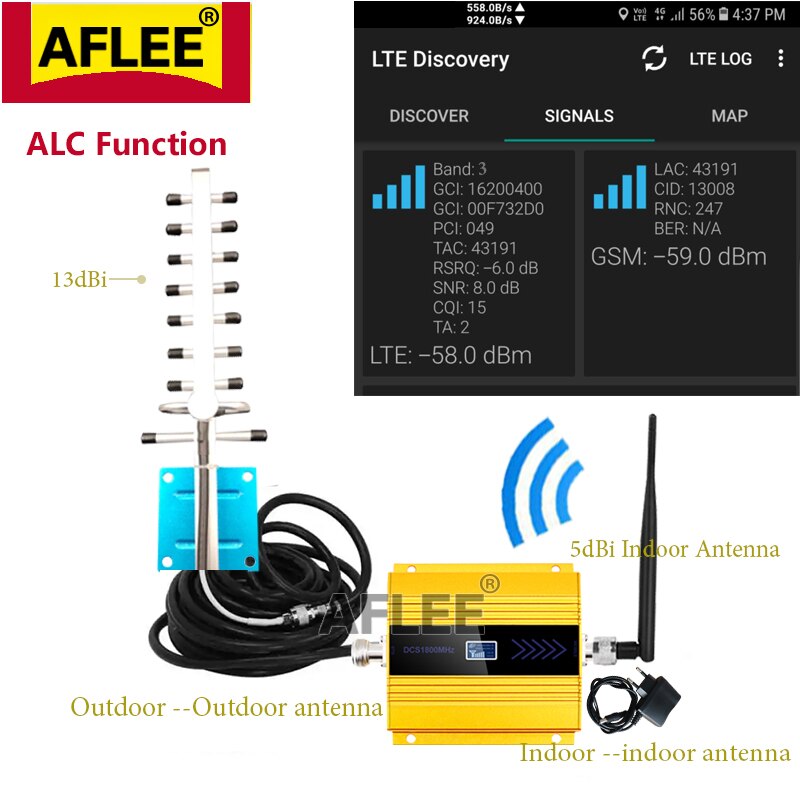 Big 4g lte 1800 GSM Signal Repeater Cellular signal booster Amplifier lte dcs 1800mhz Mobile Cell Phone signal Repeater