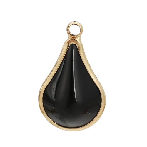 DoreenBeads Copper &amp; Glass Pendant Gold Peacock Blue Colorful Charms 18mm x10mm( 6/8&quot; x 3/8&quot;) - 17mm x10mm, 5 PcS: 14