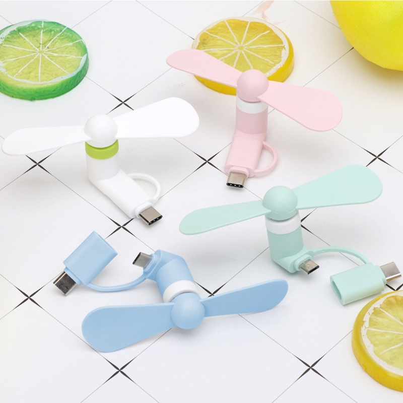 Ventola di raffreddamento portatile 2 in 1 di tipo C Ventola di raffreddamento portatile Mini ventola USB Ventole per telefoni cellulari per telefoni Android Micro USB