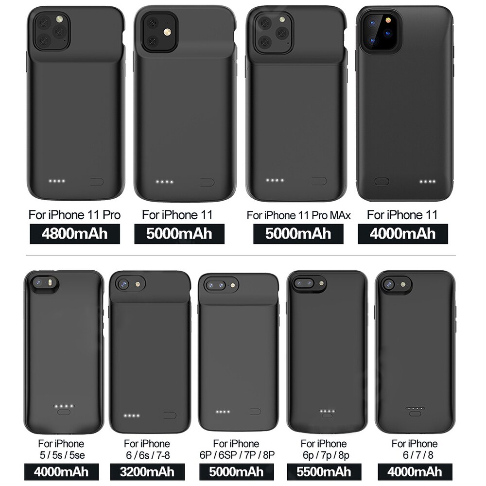 Ładowarka etui na iPhone 11 etui na iPhone 5S SE 6 6S 7 8 Plus X XR XS MAX Pro przenośna ładowarka banku mocy