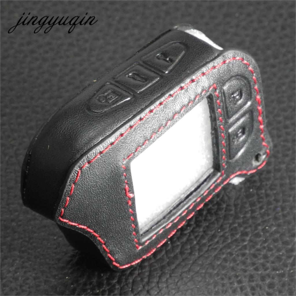 Jingyuqin M13 M14 Leather Case Voor Scher-Khan Magicar 13 14 M110as Auto-Signalen Auto Alarm Afstandsbediening lcd Sleutelhanger Cover