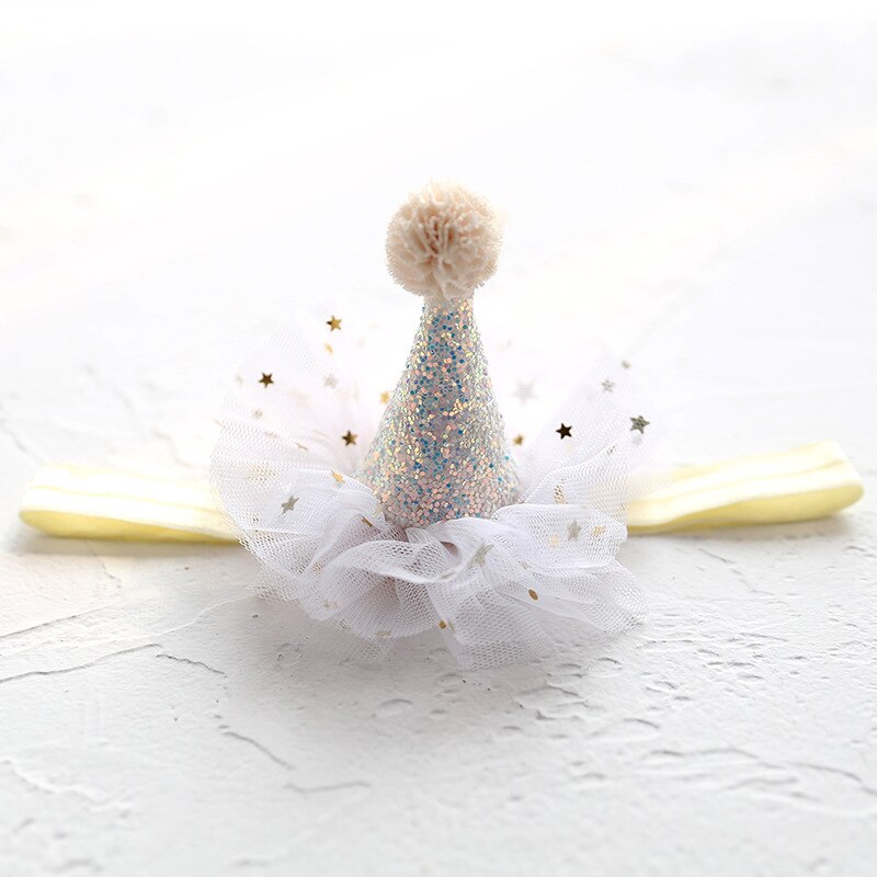 Diademas DE CORONA DE Princesa para niña, diademas de encaje brillante, accesorios para el cabello para niña, sombrero de de cumpleaños, decoración: White Headband