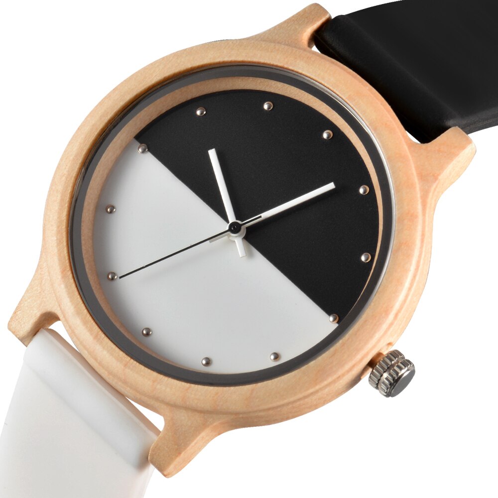 Criativo dois-cor costura relógio de madeira para homem feminino moda doce cor silicone relógio de pulso senhoras quartzo relojes hombre