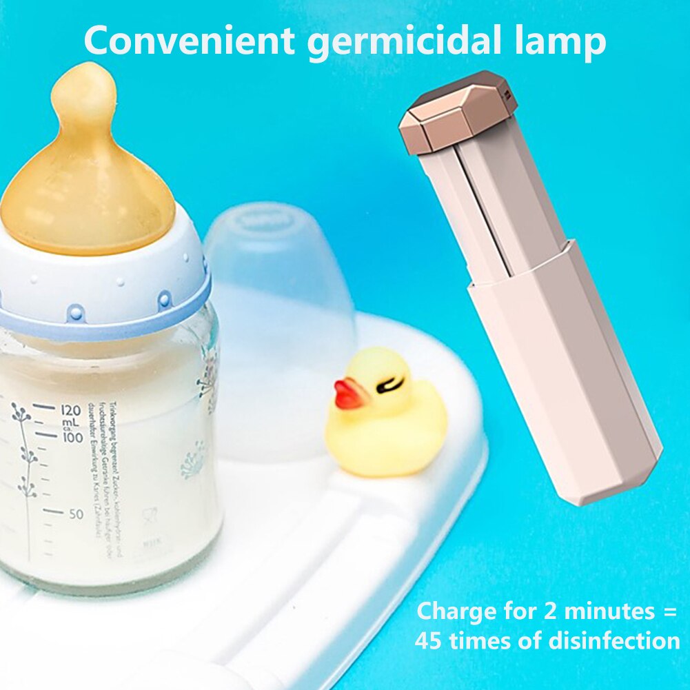 Handheld UVC Disinfection Light Metal Trim Rechargeable UV Sterilizer Lamp