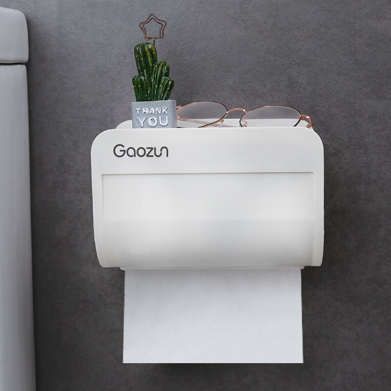 Vandtæt opbevaringsboks bærbar toiletpapirholder vægmonteret tissueboks til toilettilbehørssæt: Lille grå