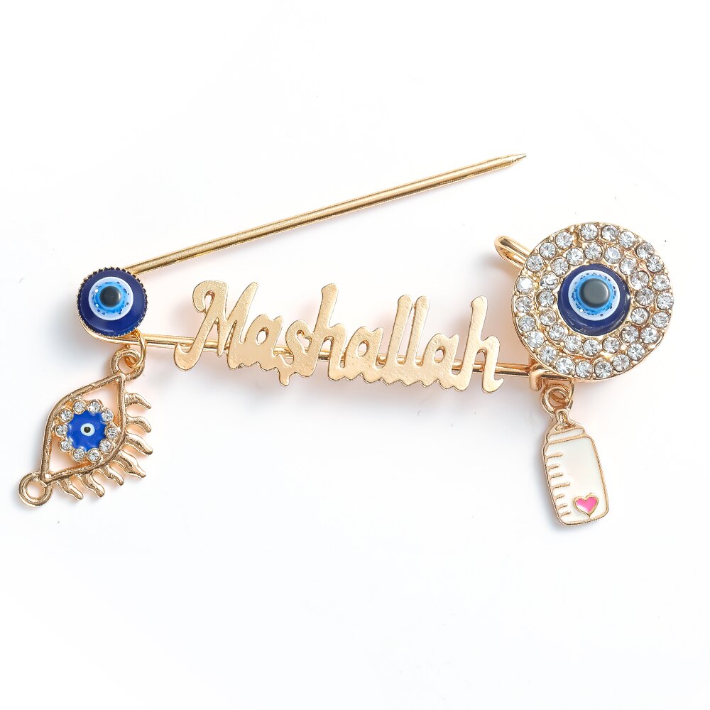 Muslimischen Islam Türkische Bösen blick Metall Brosche Stift Nette Flasche Anhänger Baby Schmuck