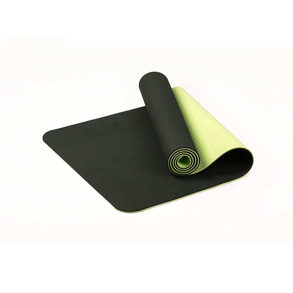 Yoga Mat 6mm Thick TPE - 183x61cm Non-Slip Dual-Color Fitness Pilates Gym Exercise Training Pad: Dark green