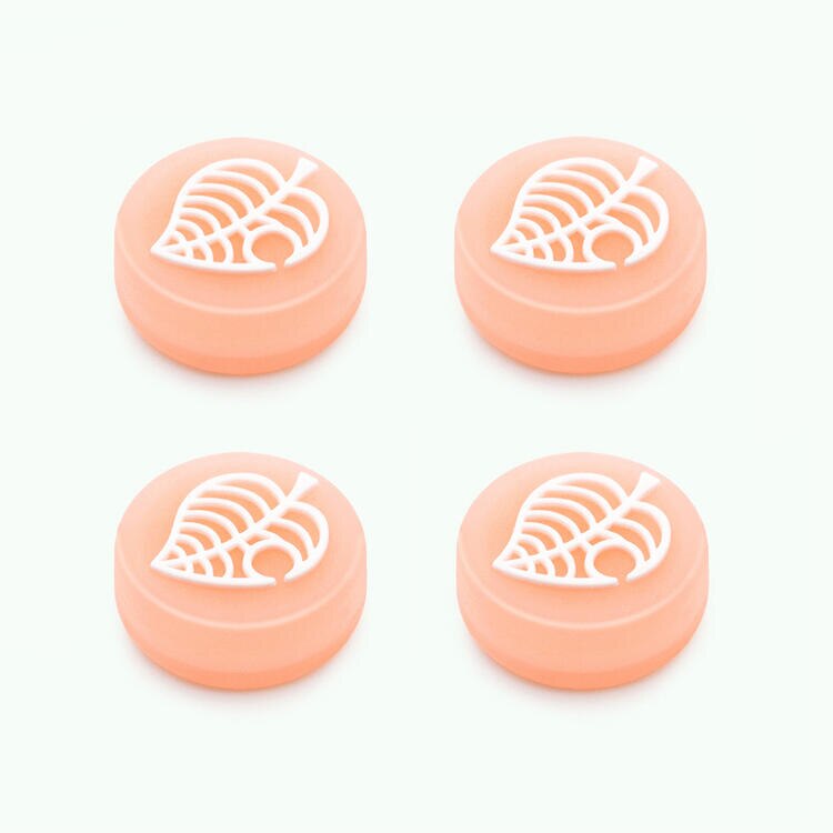 4Pcs Luminous Light Leaf Strawberry Thumb Grip Cap Controller Analog Protective Cover For Nintendo Switch/Lite Joy-Con: Orange Leaf