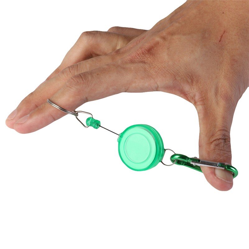 Portable Fly Fishing Rope Tape Measure Tool Retractor Keychain Retractable Reel Badge Holder Fly Fishing Carabiner Clip