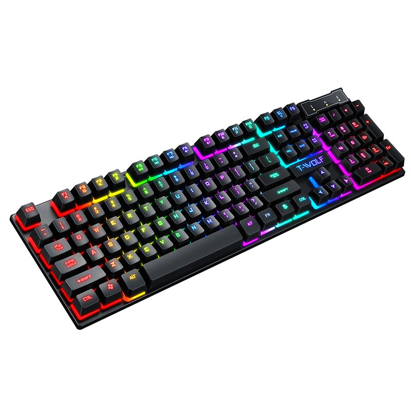 USB Wired Gaming Mouse and Mechanical Feel Gaming Keyboard Set for PC Gaming Rainbow LED Breathing Backlight Ergonomic 104 Keys: Only Keyboard