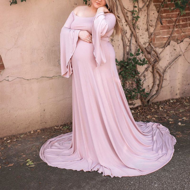 Lång rekvisita för gravidfotografering gravidklänning för fotografering off shoulder gravidklänningar för kvinnor maxi gravidklänning