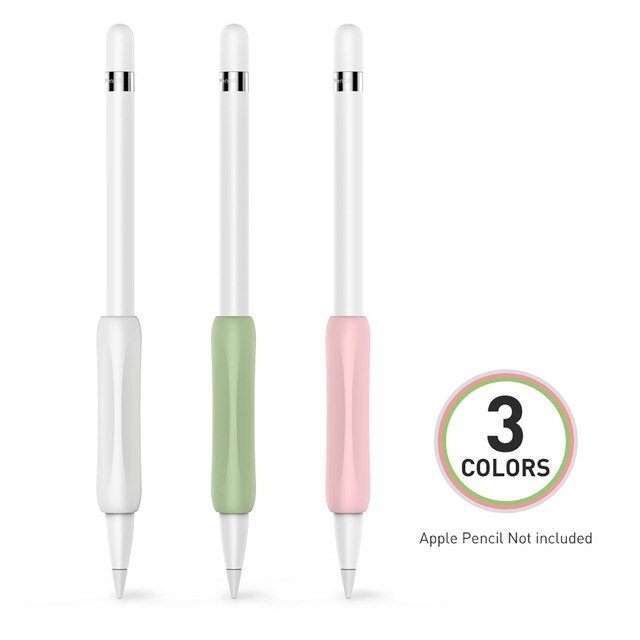 Siliconen Ergonomische Grip Case Stylus Cover Beschermhoes Wrap Voor Ipencil 1/2 Voor Ipad Shockproof Anti-Kras Non Slip cover: PI-WH-GR