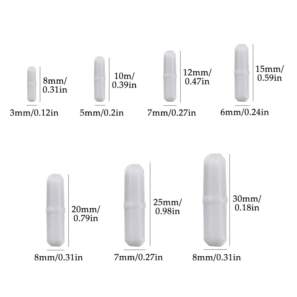 7pcs/set Rod Biological Stirrer Plain Rotating Laboratory Research Magnetic PTFE Mixer Stirring Bar Corrosion Resistant Spinbar