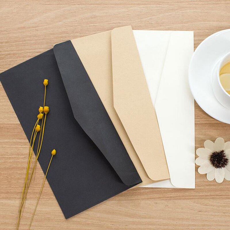 10-20pcs Formal Business Envelope Black White Craft Paper Envelope Mini Message Letter Stationary Card Scrapbook Mailing Bags: Khaki-20pcs
