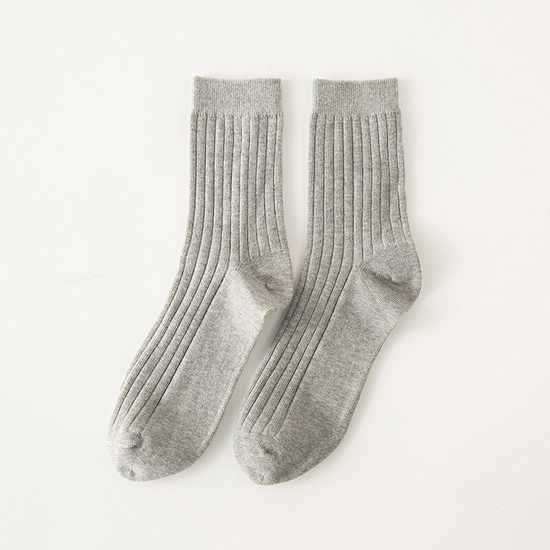 Socks for men cotton solid color crew sock Unisex male mark formelle socks spring summer man casual socks meias: Gray