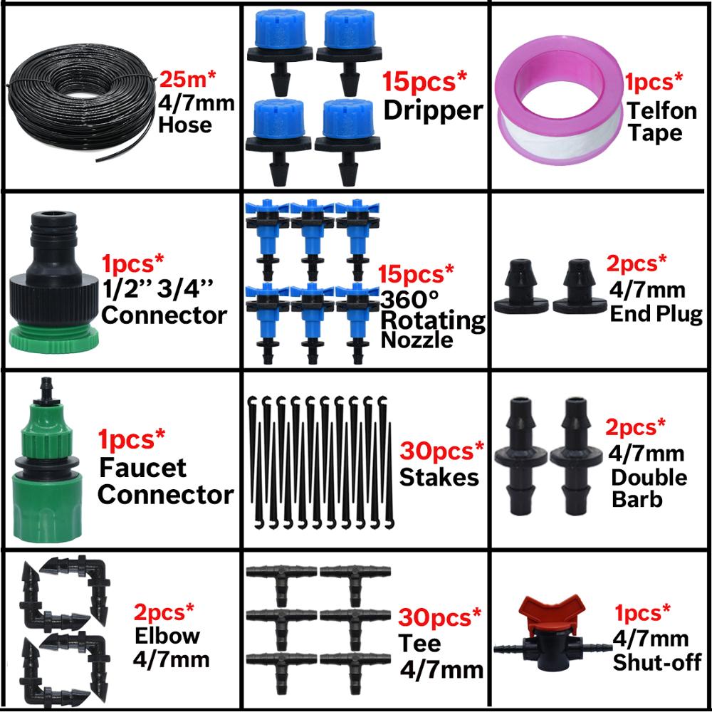 Kesla 5-35M Tuin Automatische Micro Drip Irrigatie Systeem Self-Watering Kit Verstelbare Drippers 360 ° Sprinkler nozzle Kas: KSL01-KIT268-25M-A