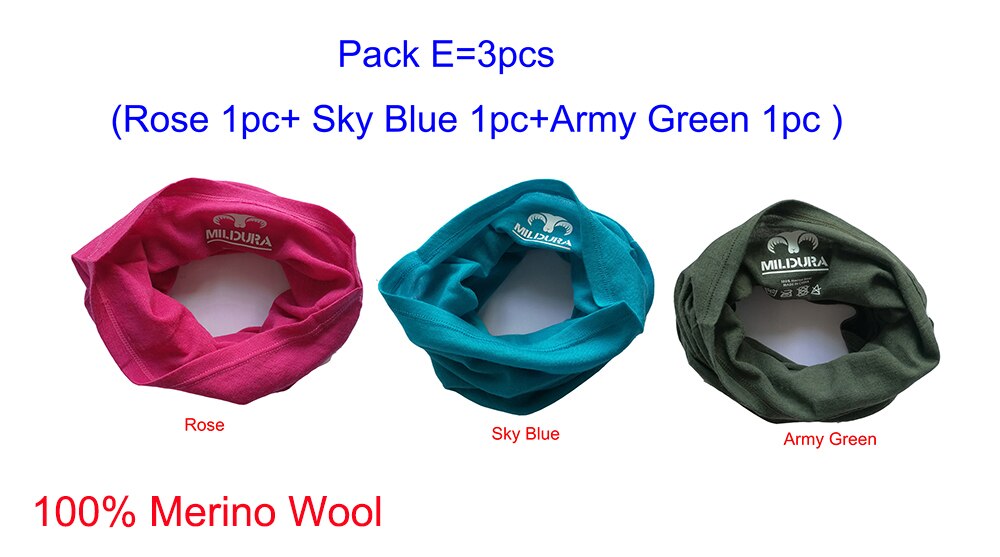 100% Merino Wool Neck Gaiter Lightweigh 3-Pack Women Men 100% Merino Wool Neck Gatier Ring Wrap Wicking Warm Wool Cover& Scarf