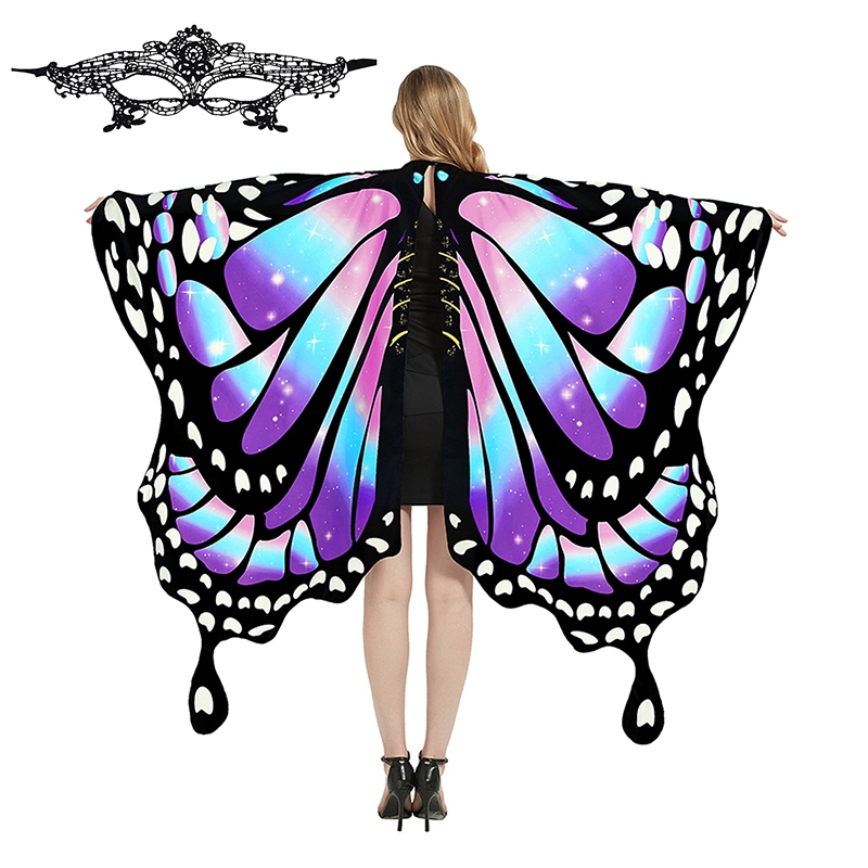 Women Performance Stage Dress-up Butterfly Wings Cape Shawl Fancy Costumes Role Play Props Halloween Cosplay Dance Cloak Cape: PURPLE